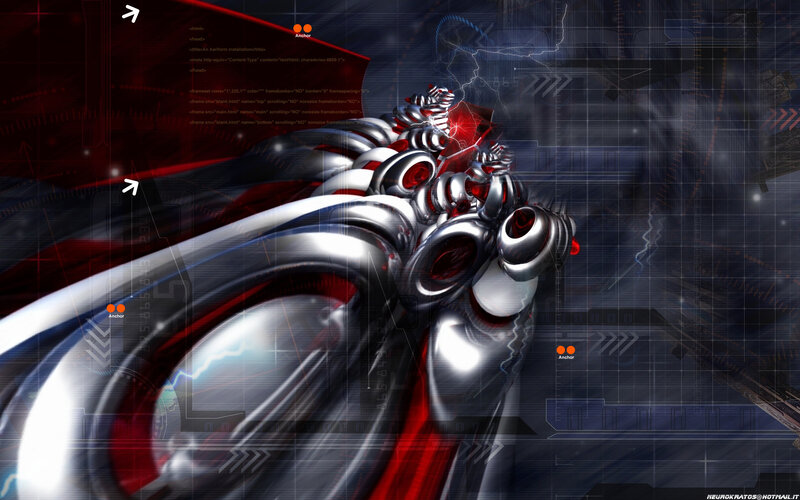 Mechanical Arm with Red Lights