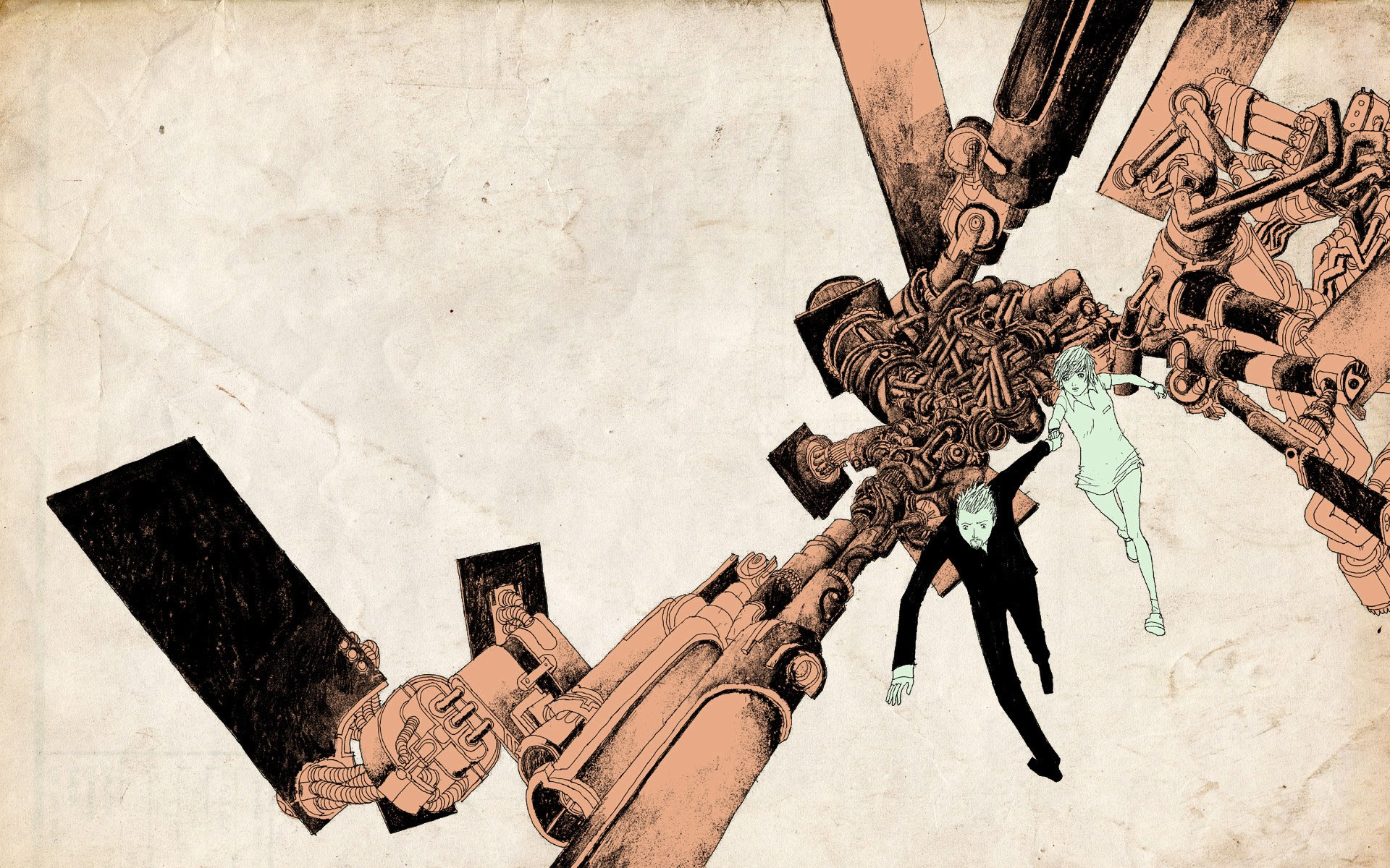 mechanical arms and figures