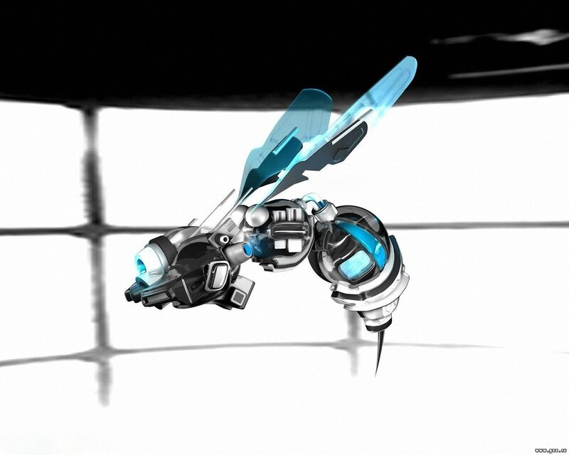 Mechanical Bee Drone — Black, Futuristic