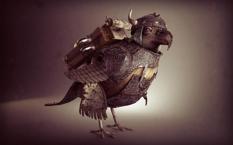 Mechanical Bird Creature — Brown