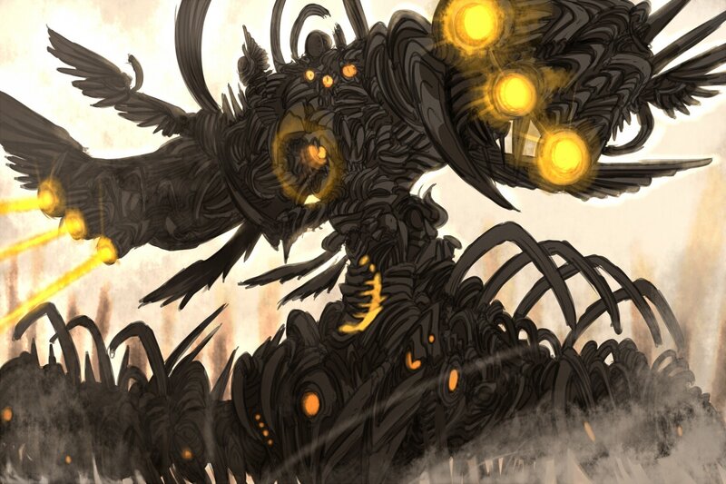 mechanical bird creature