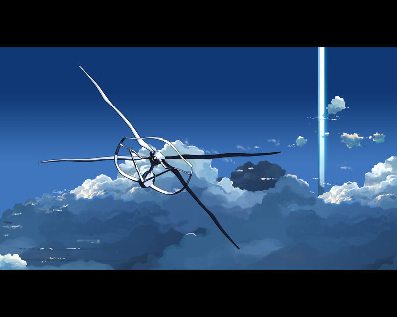 Mechanical Bird in Sky — Blue