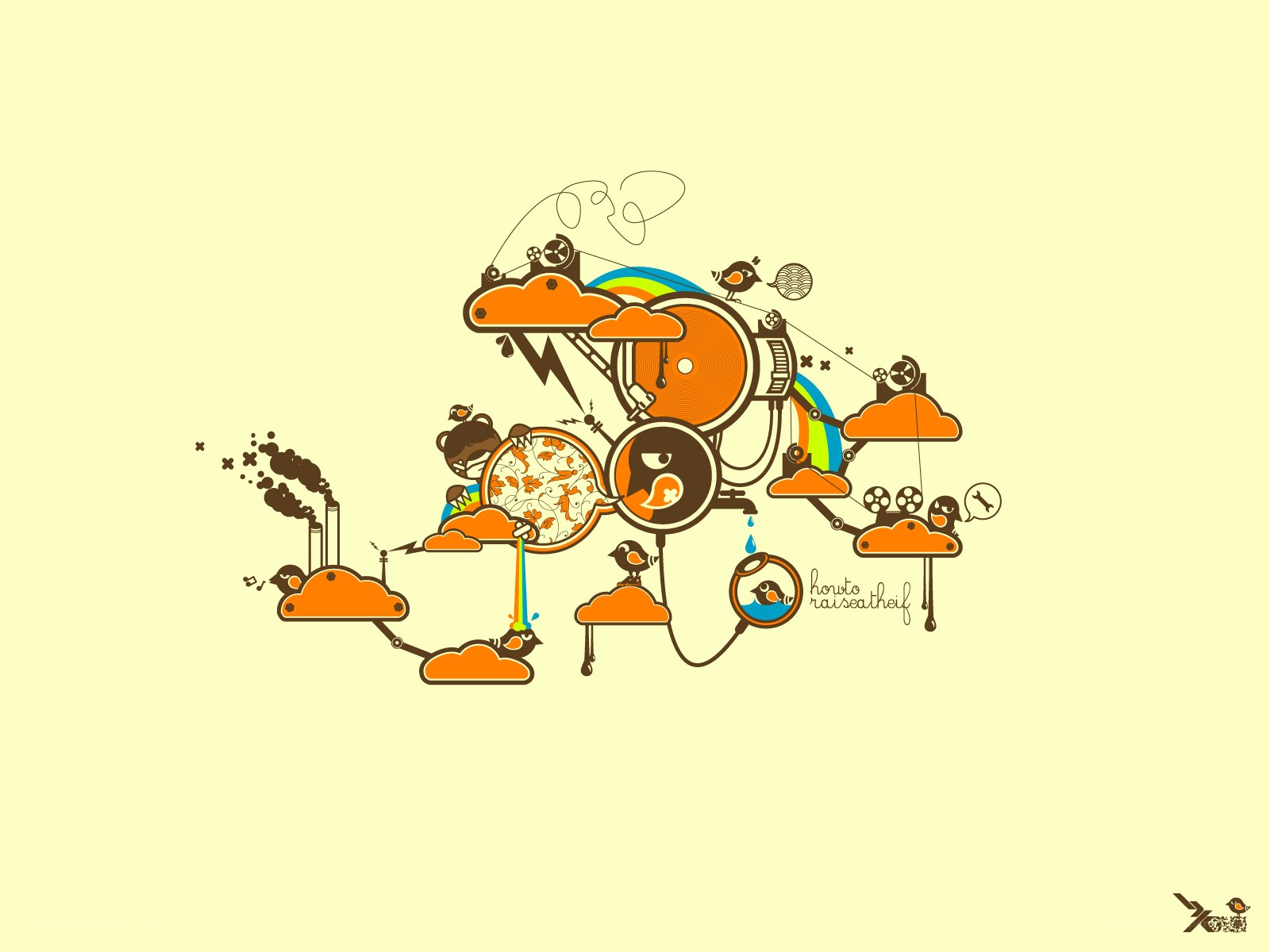 mechanical birds and clouds