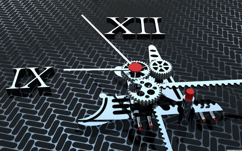 Mechanical Clock Gears — Black