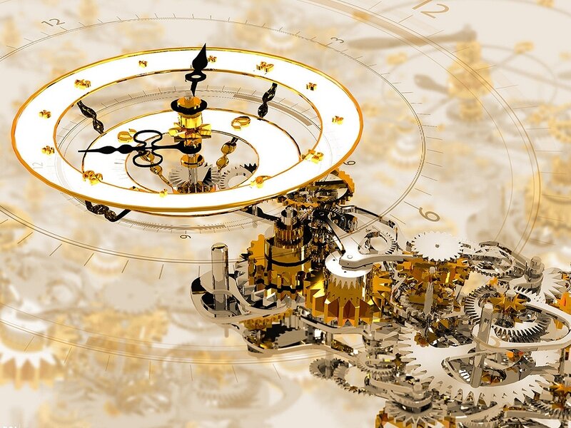 Mechanical Clock Gears — Gold, Technical