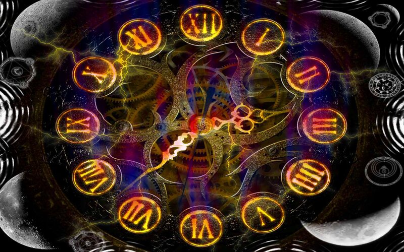 mechanical clock with lightning