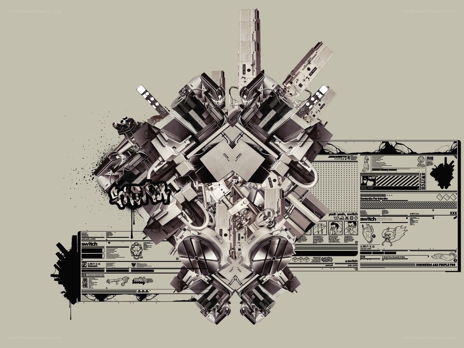 mechanical collage artwork