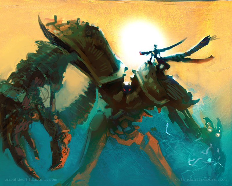 Mechanical crab in sunset