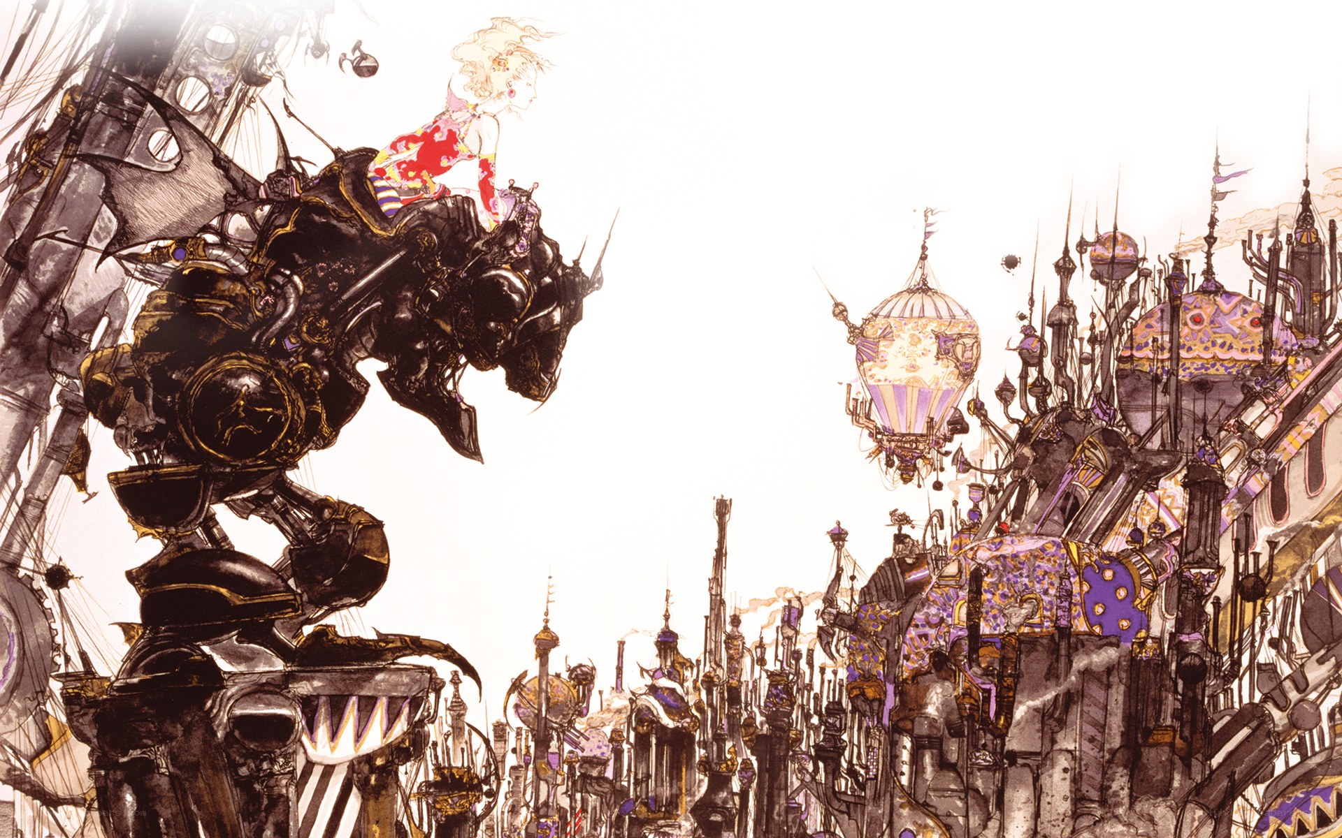 Mechanical creature in a steampunk city