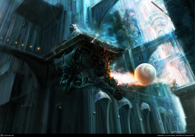 Mechanical creature in cathedral
