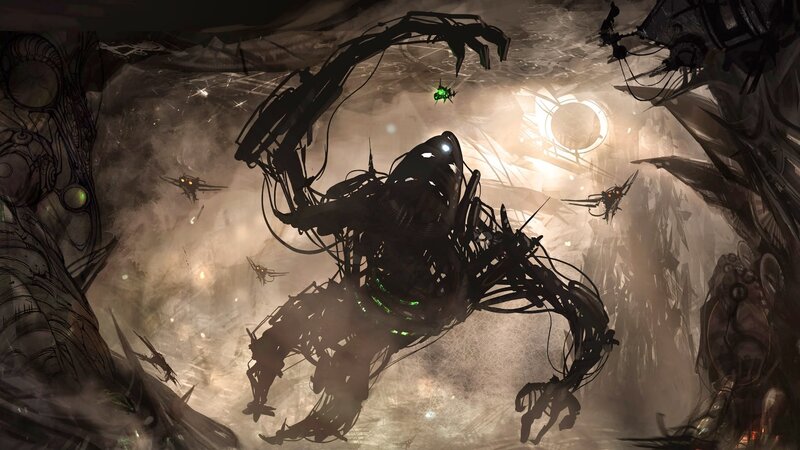 Mechanical Creature in Cave — Black, Dark, Digital Art