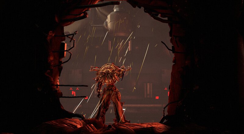 Mechanical Creature in Cave — Red