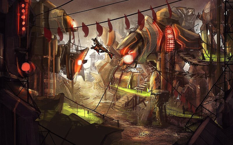 Mechanical Creature in City — Brown