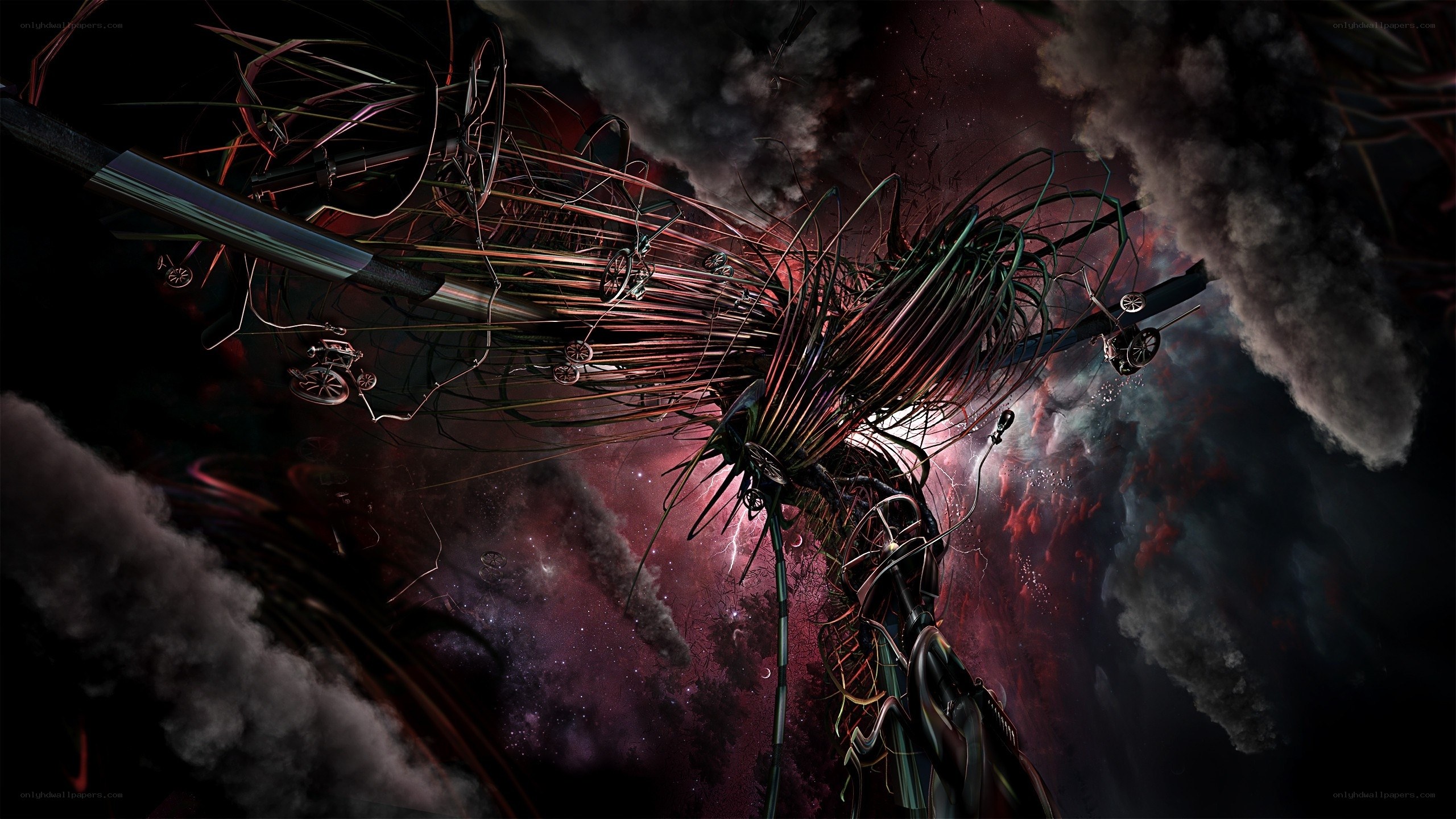 Mechanical creature in cosmic storm