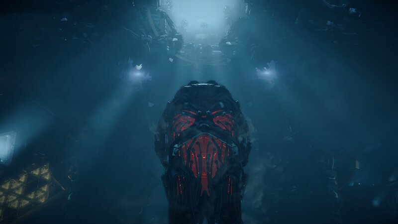 Mechanical Creature in Dark Chamber — Blue