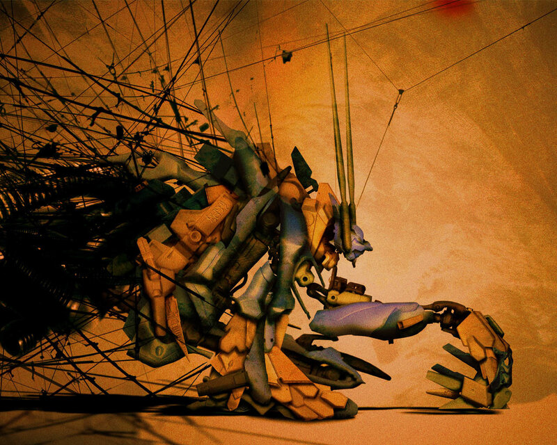 Mechanical creature in debris