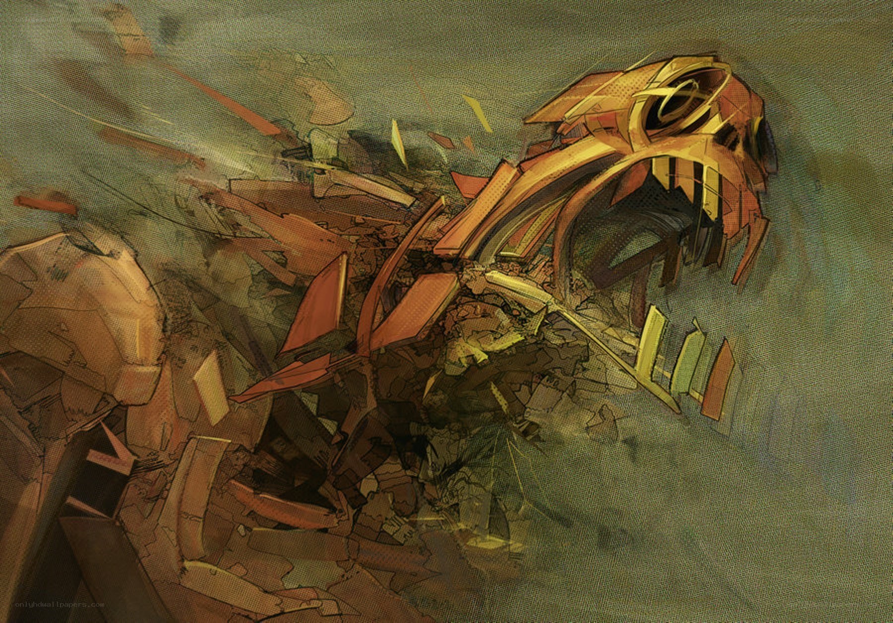 Mechanical creature in destruction