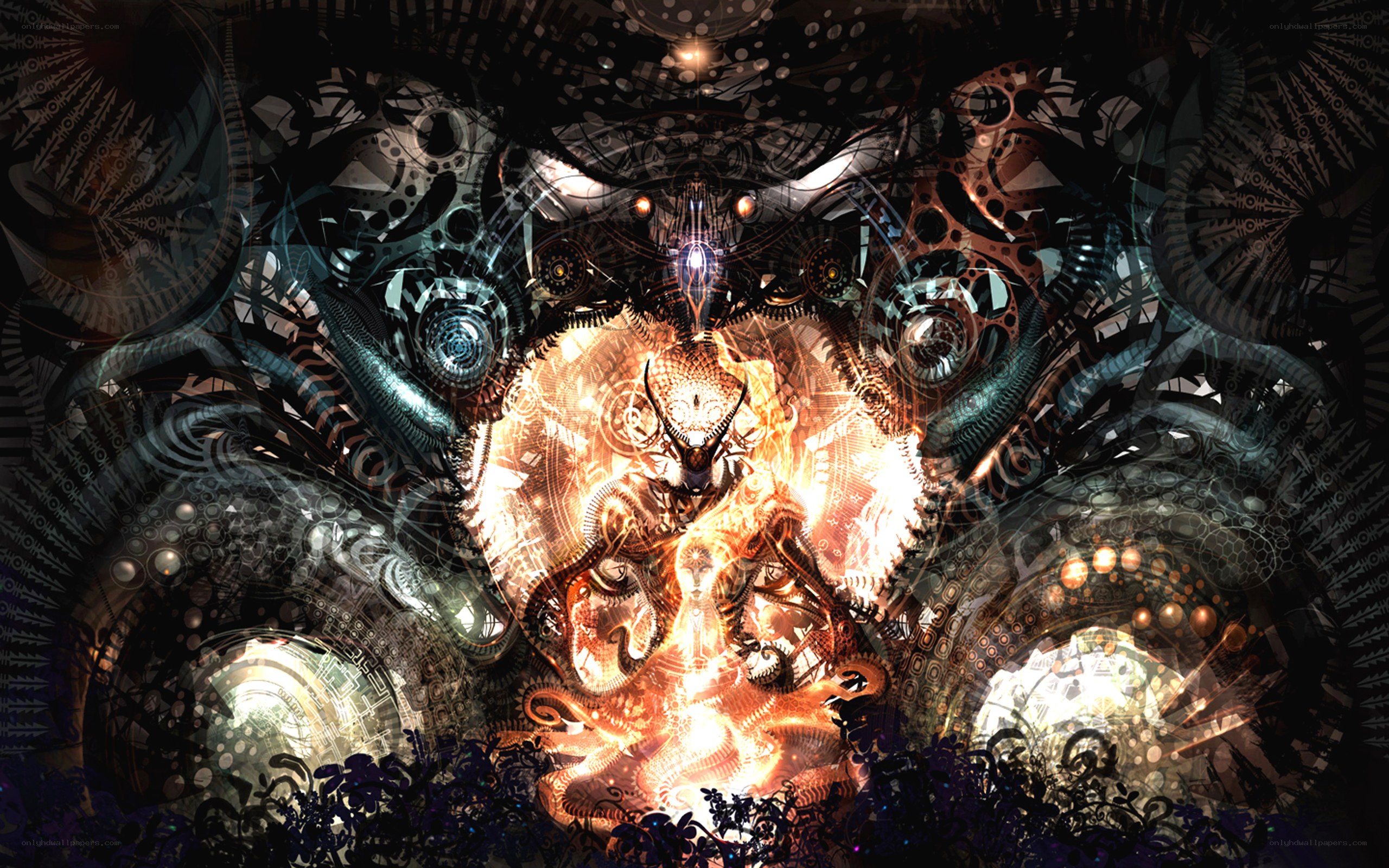 mechanical creature in fiery core