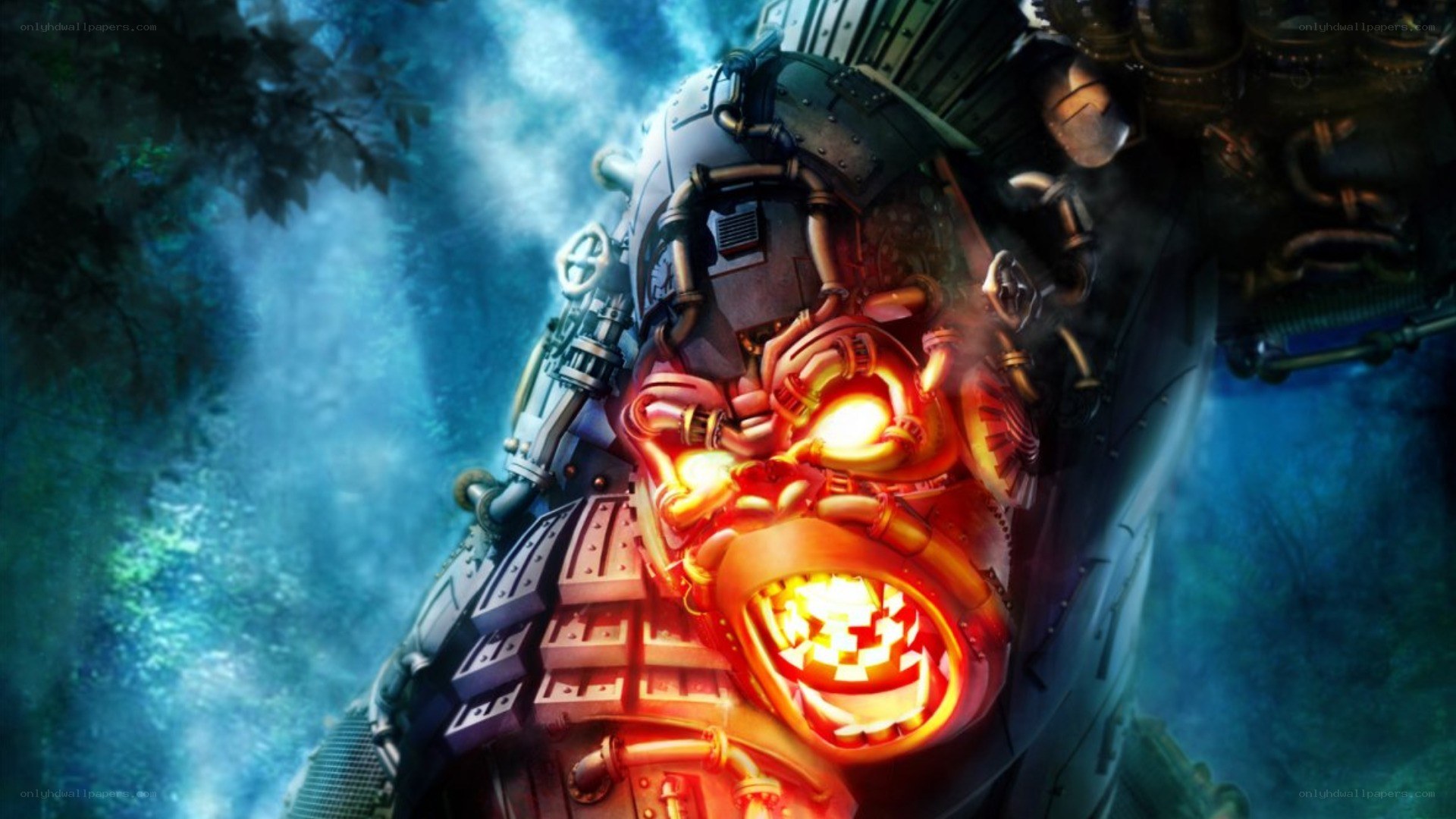 mechanical creature in forest