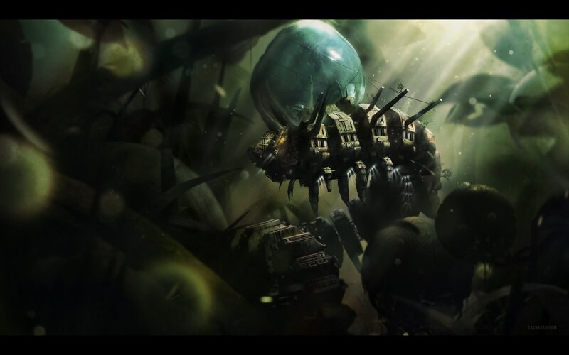 mechanical creature in jungle