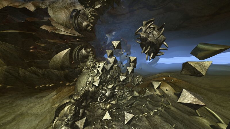 mechanical creature in rocky landscape