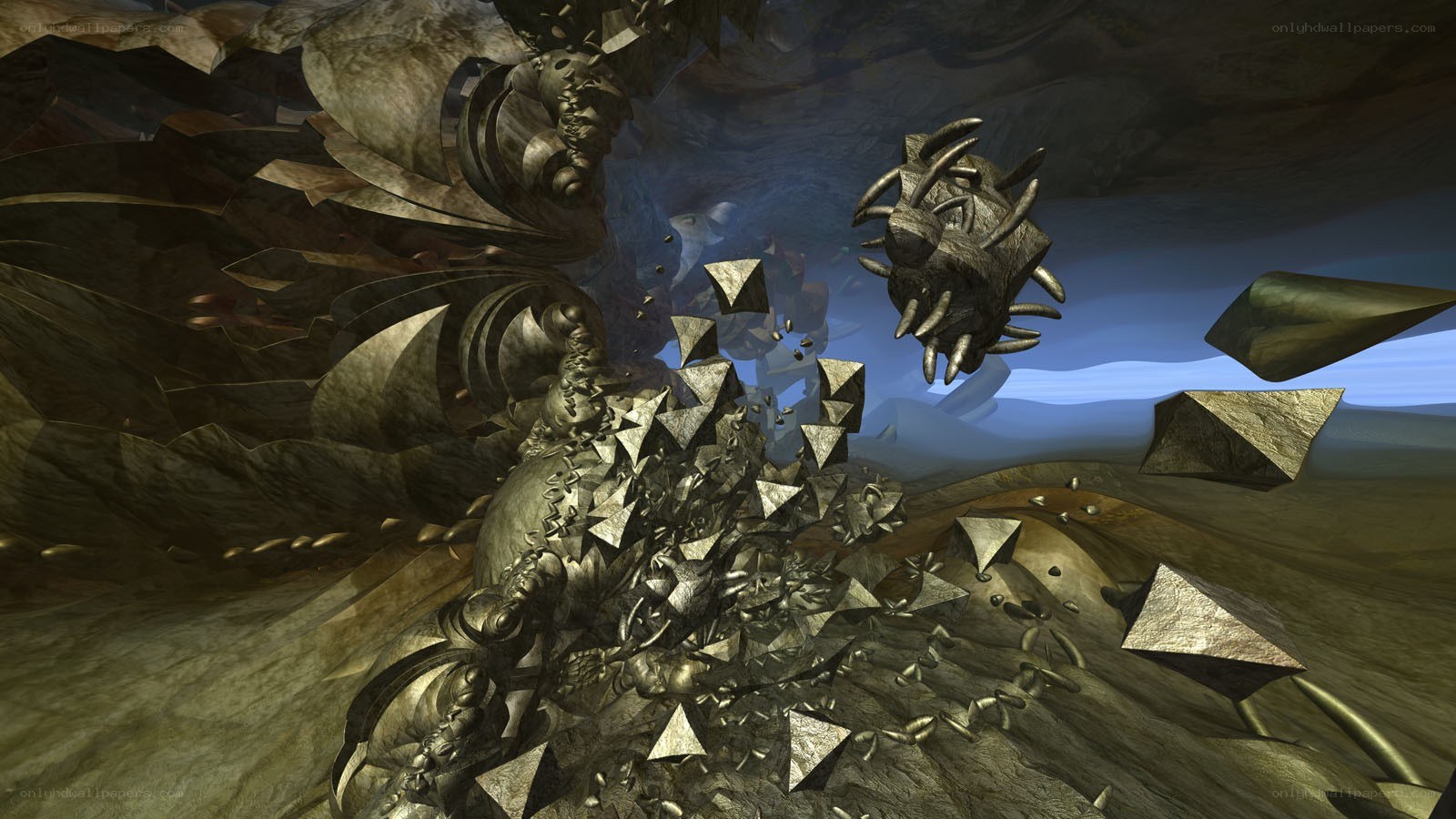 mechanical creature in rocky landscape
