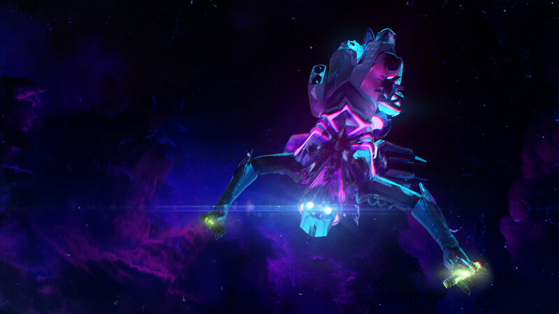 Mechanical Creature in Space — Purple, Dramatic