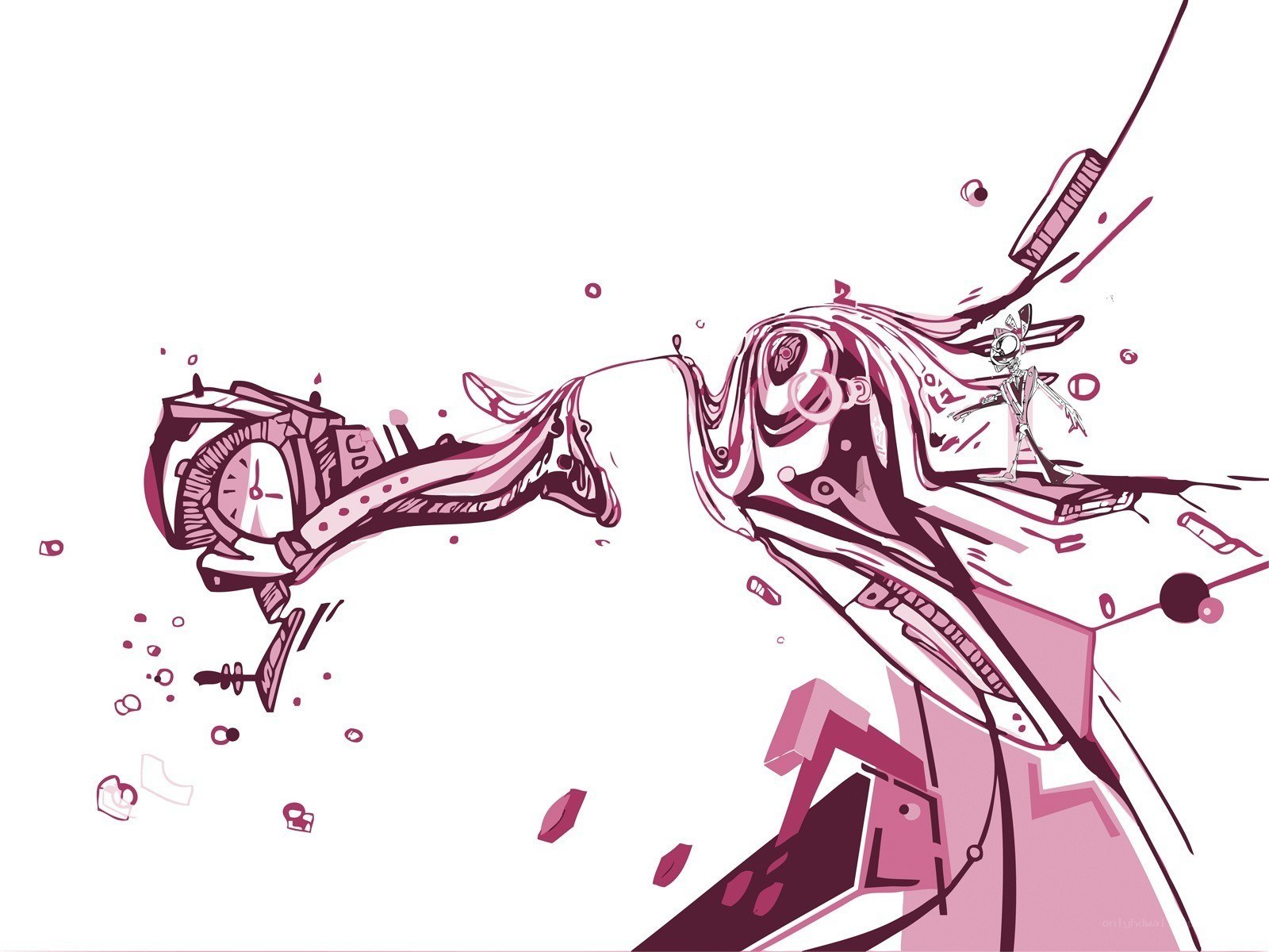 mechanical creature with clock