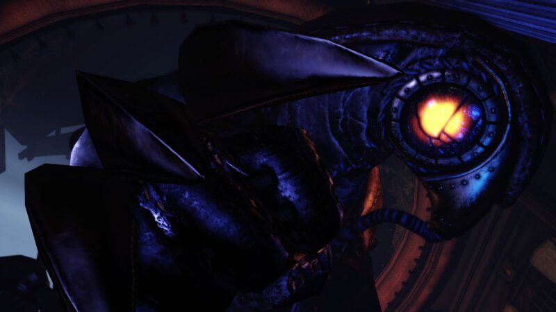 Mechanical Creature with Glowing Eye — Blue
