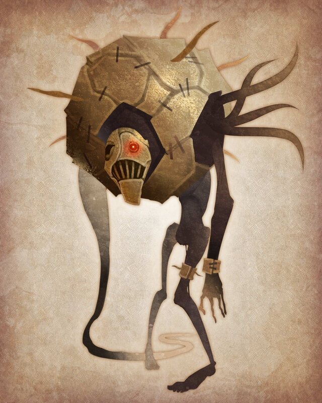 mechanical creature with glowing eye