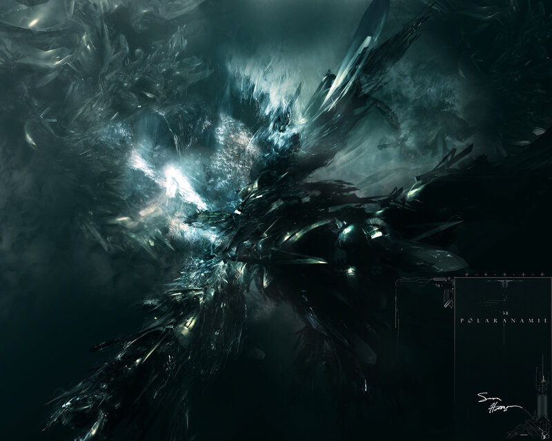 Mechanical Creature with Wings — Black, Dramatic