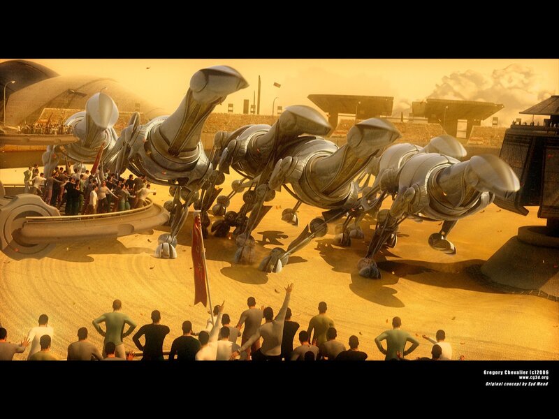 Mechanical creatures in arena