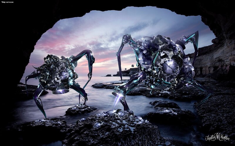 Mechanical Creatures on Rocks