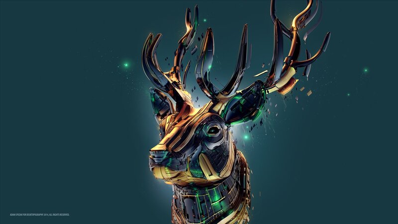 Mechanical Deer Head — Teal