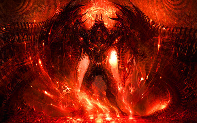 Mechanical Demon Figure — Red