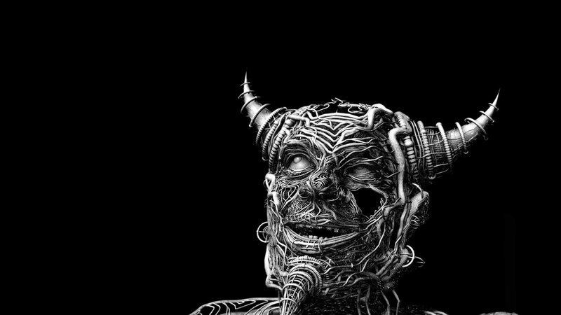 Mechanical Demon Head — Black, Dark