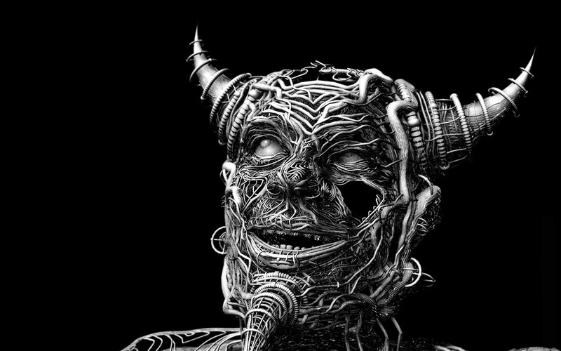 mechanical demon head