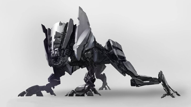 Mechanical Dinosaur Robot — Gray, Neutral, 3d Render, Metal