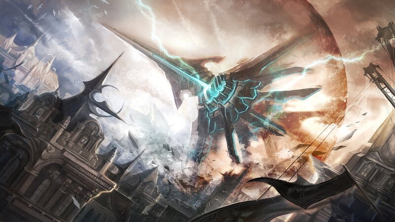 Mechanical dragon attacks city