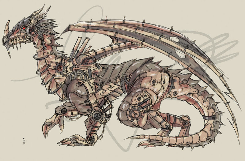 Mechanical Dragon — Brown, Dramatic