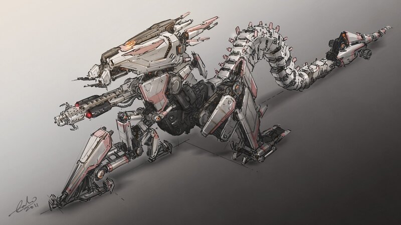 mechanical dragon concept art