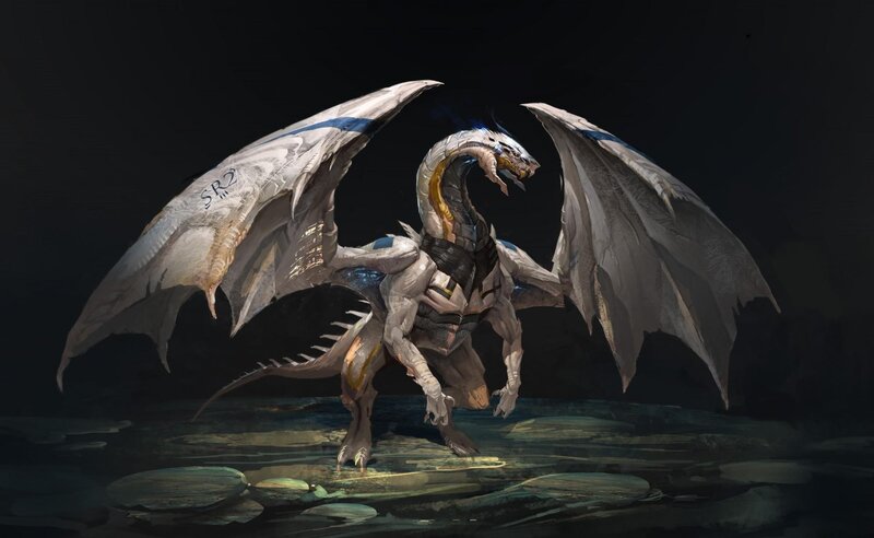 mechanical dragon concept art