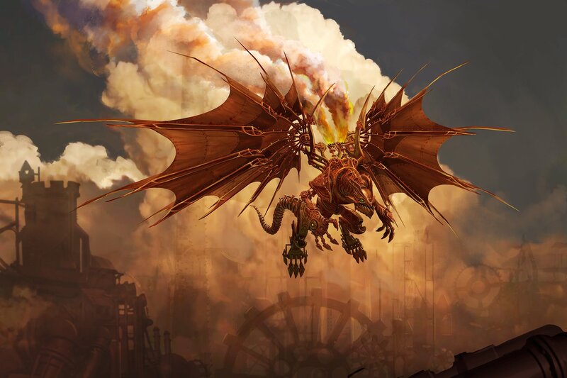 Mechanical Dragon Flying — Brown