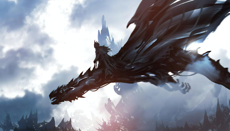 Mechanical Dragon Flying — Gray
