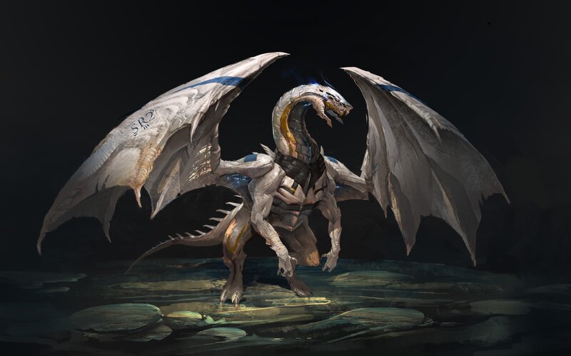 Mechanical Dragon — Gray, Dramatic