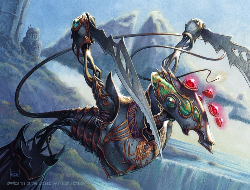 Mechanical Dragon in Flight — Blue, Dramatic