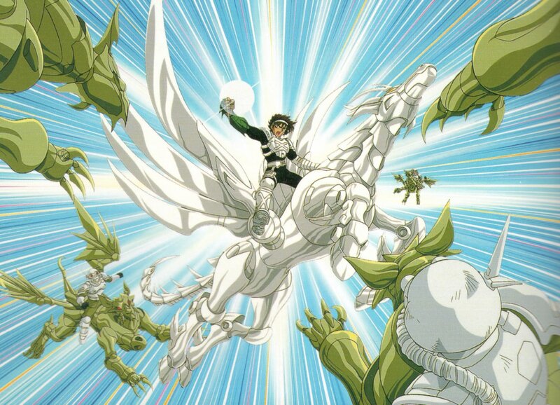 Mechanical Dragon in Flight — White