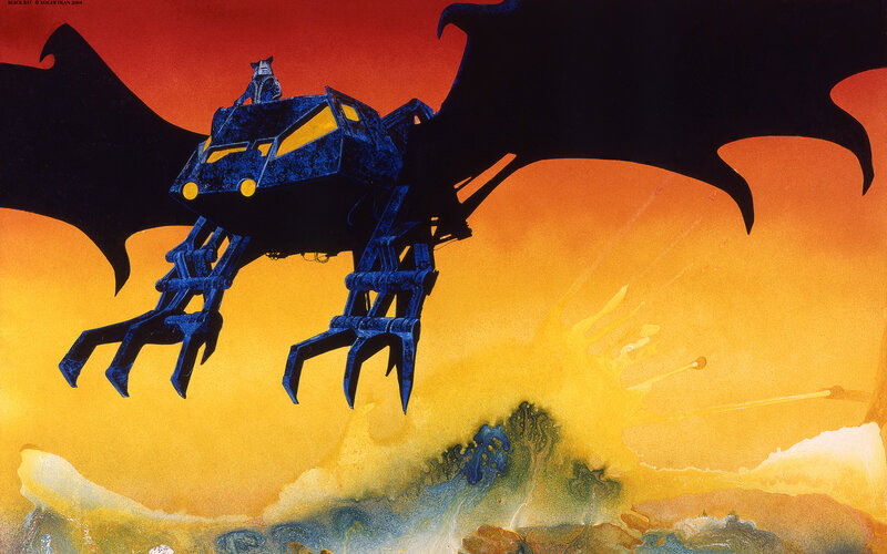 Mechanical dragon in sunset