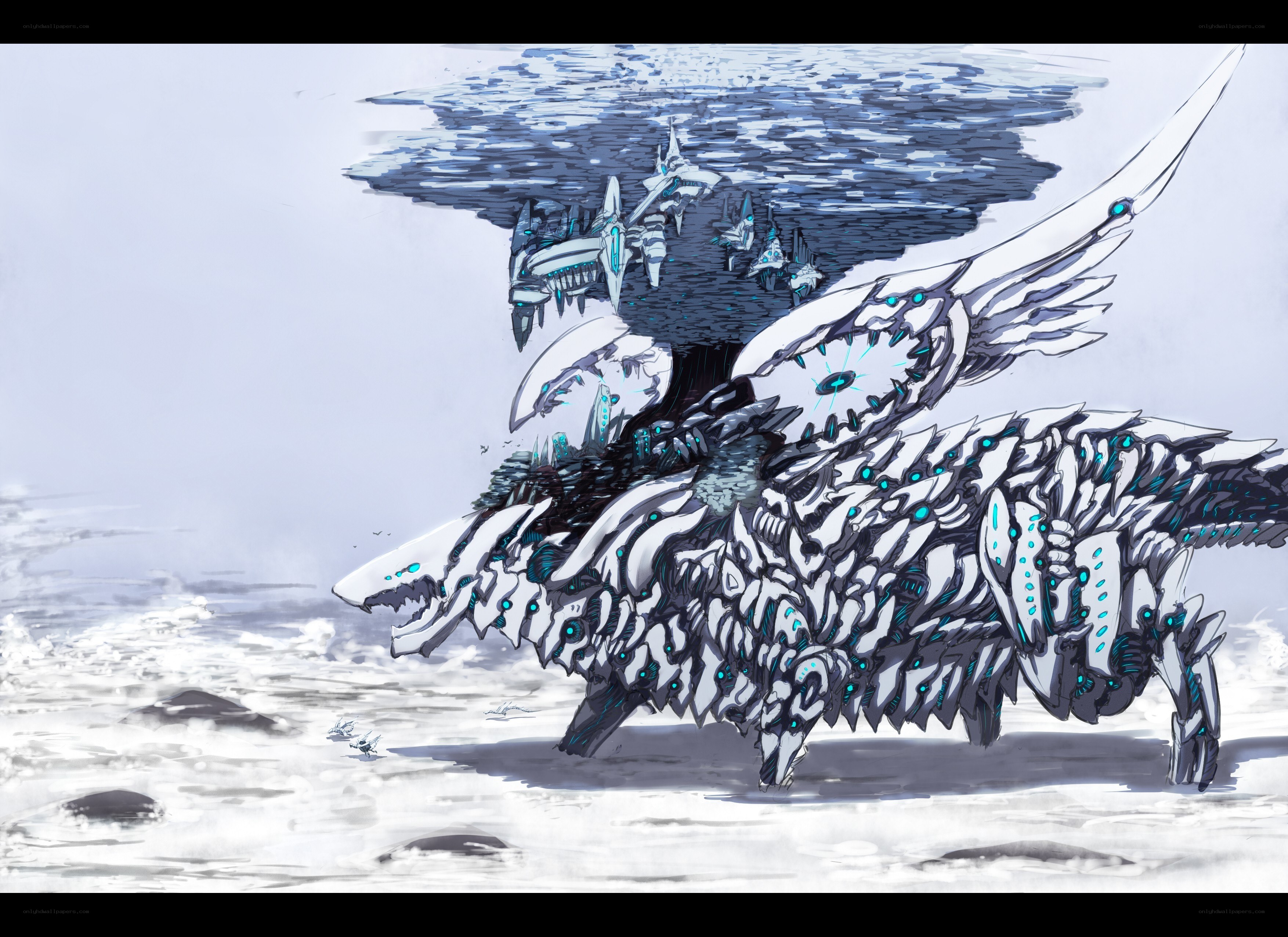 mechanical dragon on a beach