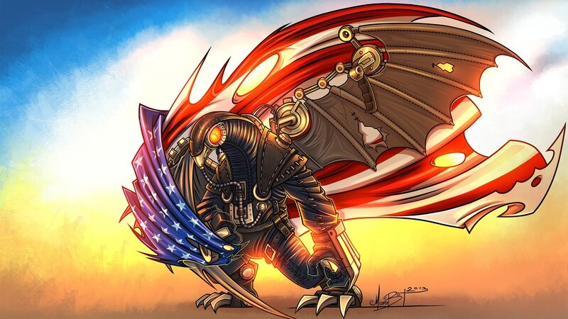 Mechanical Dragon with Wings — Red